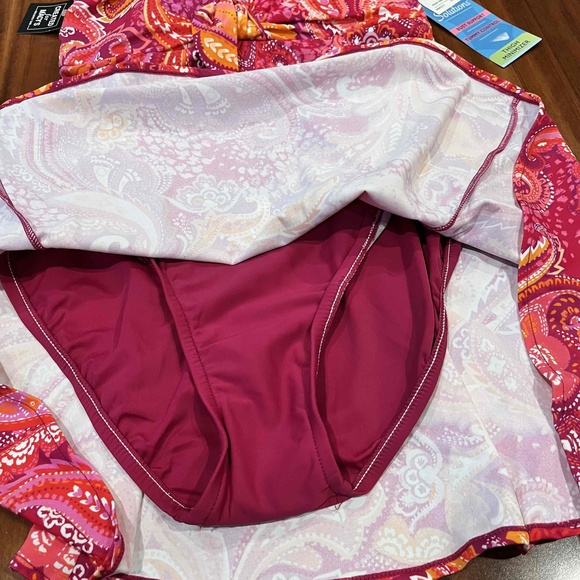New NWT Swim Solutions Fuschia Pink Swim Dress One Piece Paisley‎ Print Sz 8 - Picture 5 of 12
